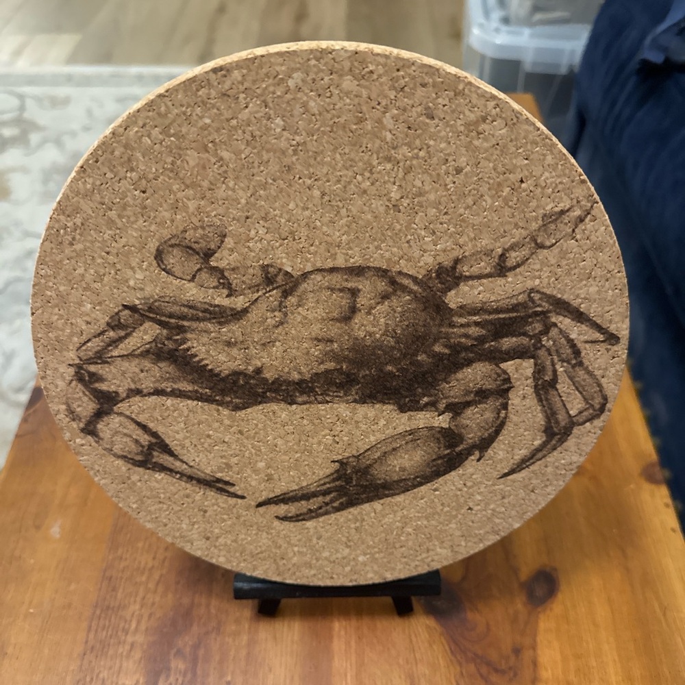 Set of 2 Coastal Cork Trivets Crab 9” Pelican 8” Nautical Beach‎ And Decoration - Picture 5 of 6